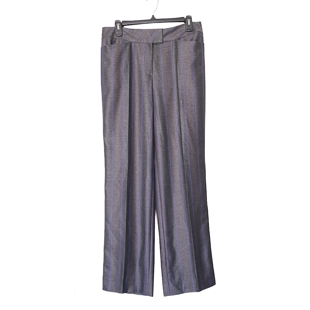 Escada Wide Leg Gray/Purple Pinstripe Silk/Wool Slacks Size 40/4